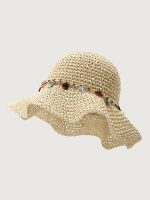 Off White Boho Shell Decor Sun Hat - Image 4