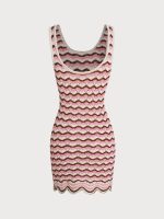 Pink Wavy Crochet Sleeveless Beach Dress - Image 4