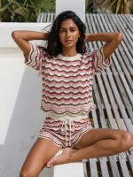 Pink Wave Crochet Drawstring Shorts - Image 5