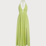Green Cutout Cross Back Maxi Dress