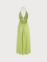 Green Cutout Cross Back Maxi Dress - Image 2