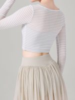 Apricot Stripe Long Sleeved Top - Light Support - Image 6
