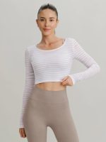 Apricot Stripe Long Sleeved Top - Light Support - Image 3