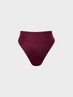 Burgundy Jacquard Plus Size Bikini Bottom - Image 5