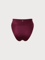 Burgundy Jacquard Plus Size Bikini Bottom - Image 6