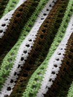 Green Striped V-Neck Crochet Cover-Up - Image 8