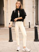 Black Cropped Fleece Zip-Up Sports Jacket - Image 4