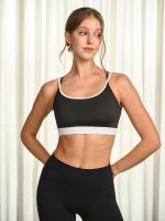 Black Contrast Cross-Back Sports Bra - Image 3