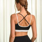 Black Contrast Cross-Back Sports Bra