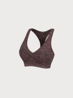 Coffee V Neck I-back Sports Bra - Image 11