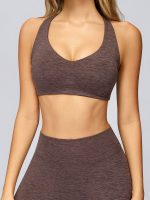 Coffee V Neck I-back Sports Bra - Image 6
