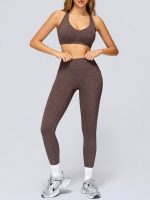 Coffee V Neck I-back Sports Bra - Image 9