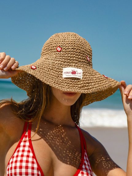 Brown Vintage Apple Woven Straw Hat