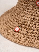 Brown Vintage Apple Woven Straw Hat - Image 5
