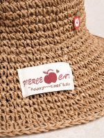 Brown Vintage Apple Woven Straw Hat - Image 4