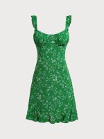 Green Floral Print Beach Dress - Image 5