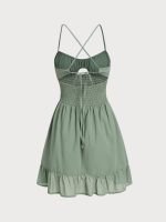 Green Cotton Strap Beach Dress - Image 6