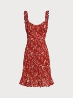 Red Floral Print Beach Dress - Image 6