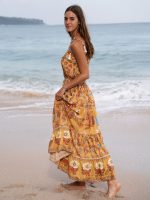 Yellow Print Beach Dresse - Image 2