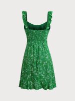 Green Floral Print Beach Dress - Image 6