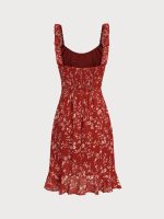 Red Floral Print Beach Dress - Image 7
