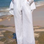 White Cotton-Linen Wide-Leg Cover-Up Pants