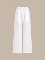 White Cotton-Linen Wide-Leg Cover-Up Pants - Image 6