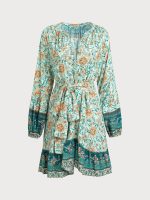 Floral Print Raglan Sleeve Beach Dress - Image 6