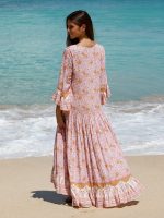 Pink Printed Ruffled Beach Dress - Image 2