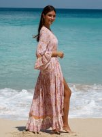 Pink Printed Ruffled Beach Dress - Image 3
