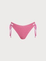 Pink Floral Jacquard Tie Cutout Bikini Bottom - Image 4