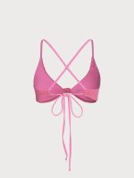 Pink Floral Jacquard Knot Bikini Top - Image 4