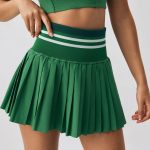 Green Pleated Pockets Sports Skirt