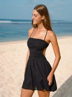 Black Ruffled Low-Back Beach Dress - Image 3