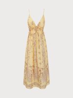 Yellow Sleeveless Tie Beach Dress - Image 6