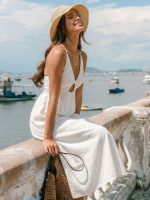 White Crisscross Halter Cutout Beach Dress - Image 5