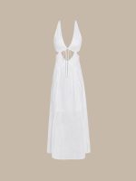 White V Neck Cutout Beach Dress - Image 7