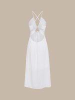 White Crisscross Halter Cutout Beach Dress - Image 7