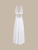 White V Neck Cutout Beach Dress - Image 8