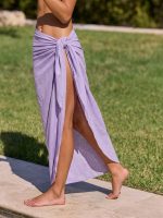Purple Wrap Cover-Up Midi Skirt - Image 2