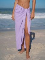 Purple Wrap Cover-Up Midi Skirt