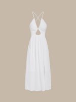 White Crisscross Halter Cutout Beach Dress - Image 6